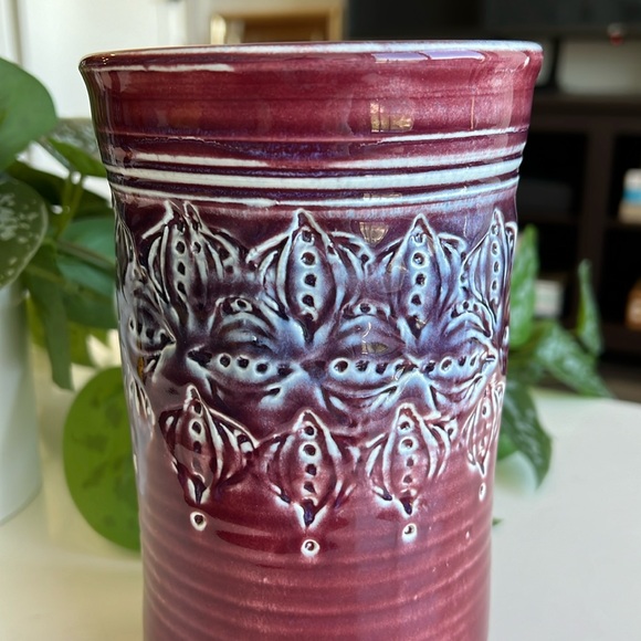 Vintage Handmade Carved Pottery Vase Decor - Picture 4 of 13
